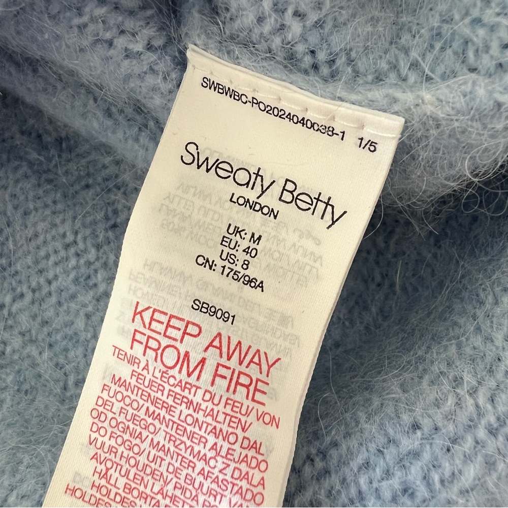 Sweaty Betty Wool and Alpaca light blue sweater Sierra pullover sweater Size 8 - Picture 7 of 9
